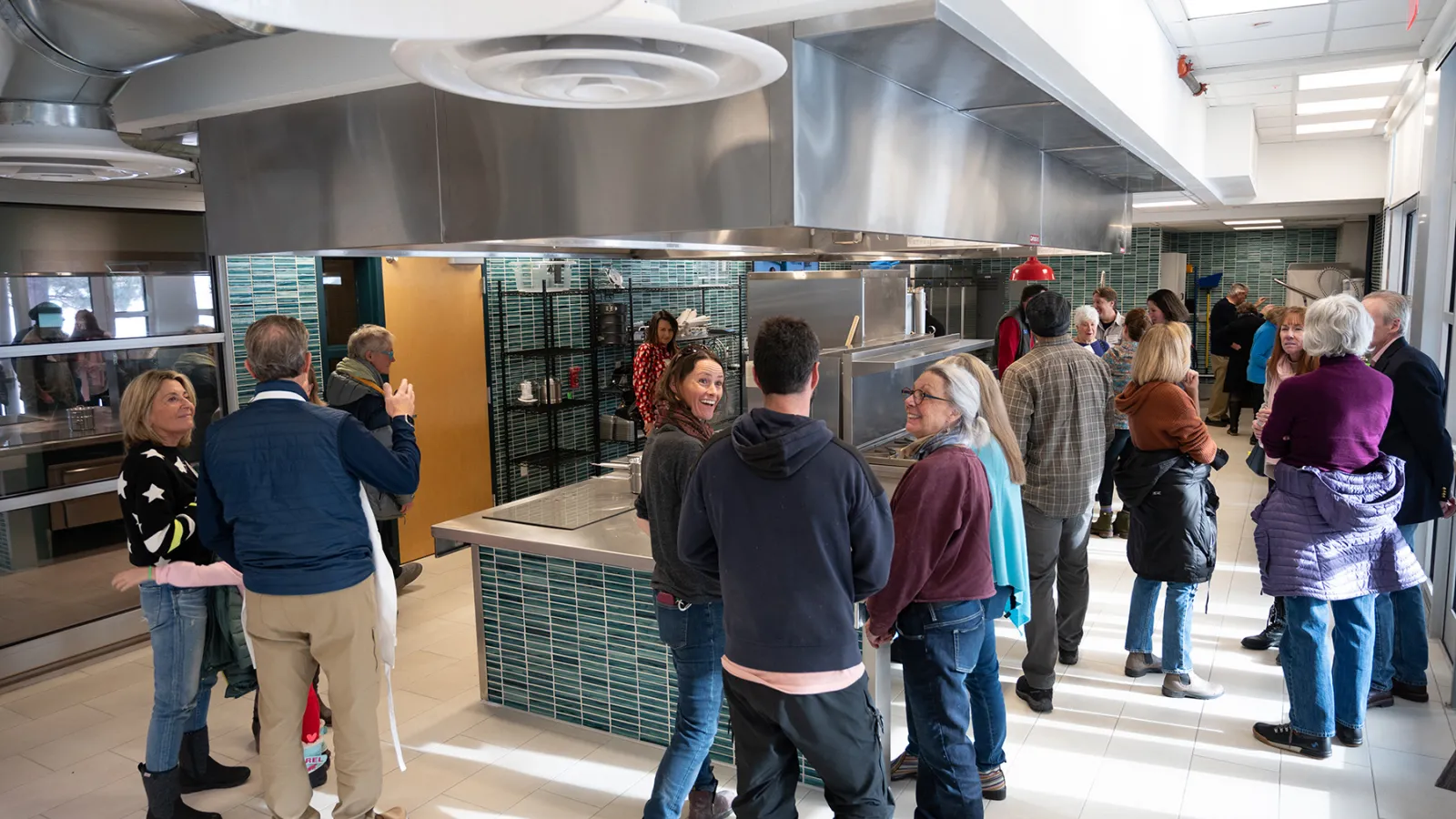 Ribbon-cutting attendees at the CMC Aspen Morgridge Teaching Kitchen public open house. Photo by Ben Suddendorf