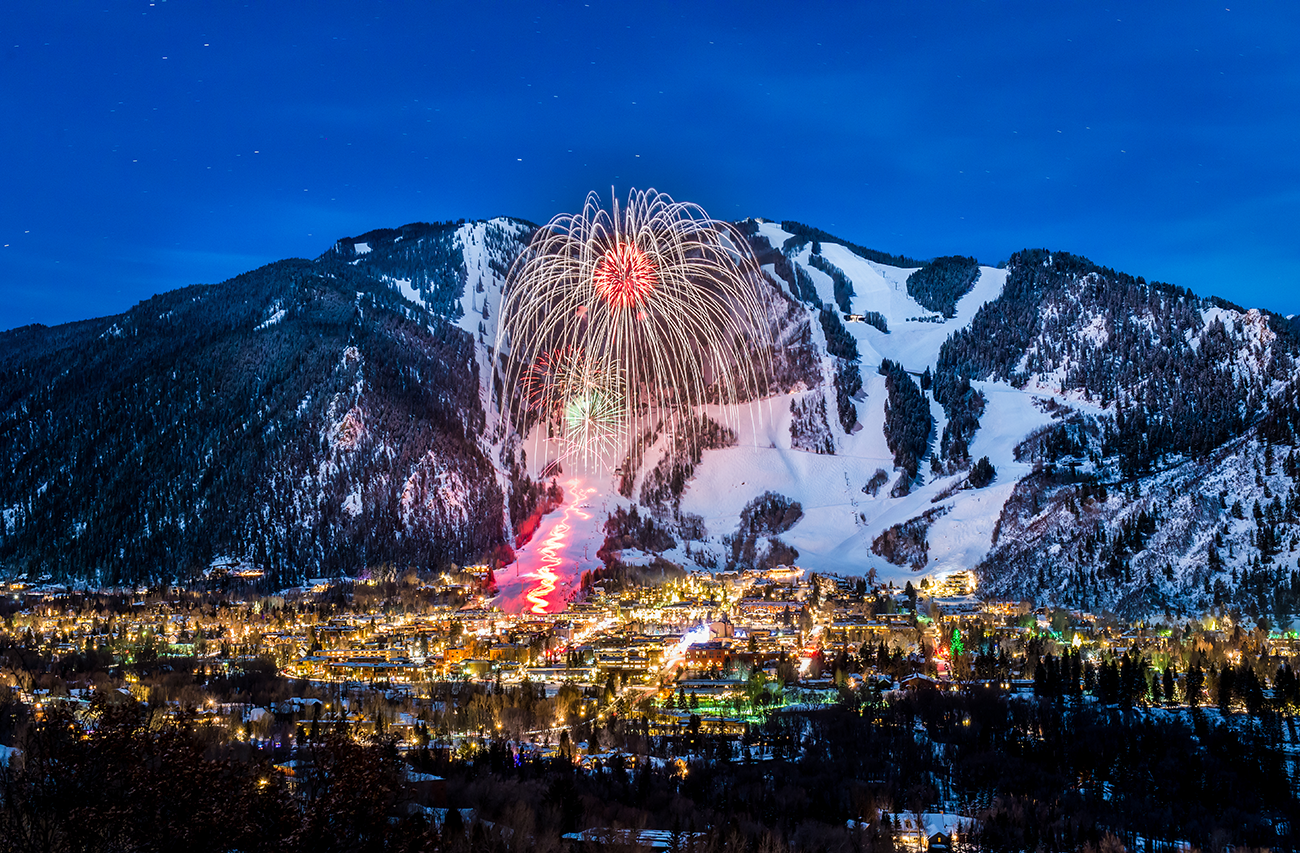 Winterskol Fireworks over Aspen