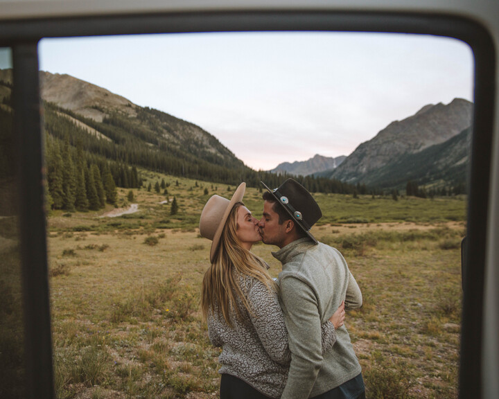 couple with hats