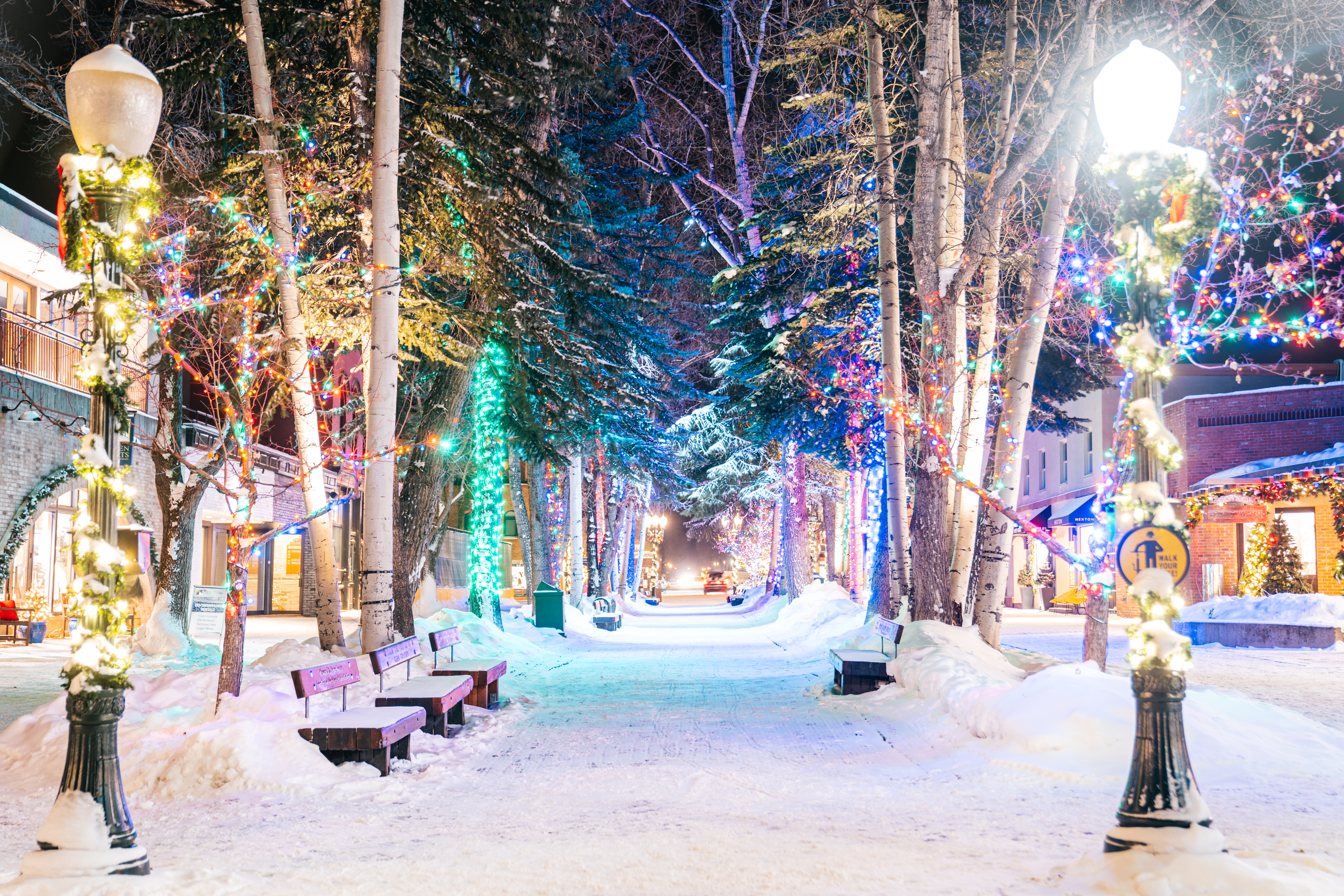 Holiday lights in Aspen