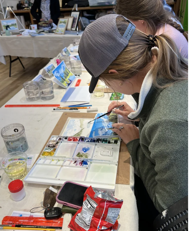 Adult Watercolor: Snowy Landscape