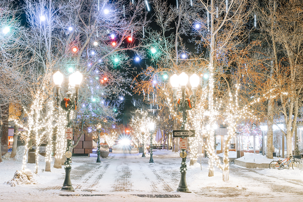 holiday lights in downtown Aspen