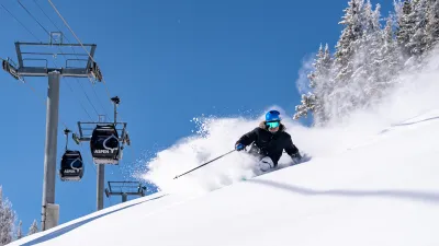 Skiing powder in Aspen during spring