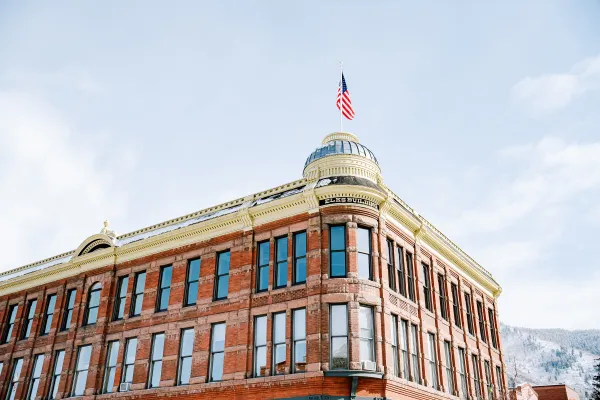 building with flag