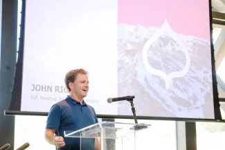 John Rigney speaking at afternoon blend