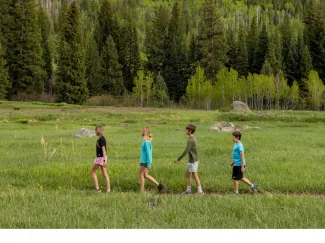 Kids hiking in Aspen, Colorado