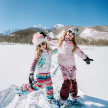 Kids snowshoeing winter Aspen