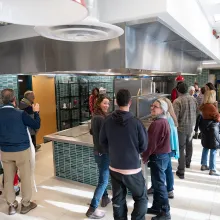 Ribbon-cutting attendees at the CMC Aspen Morgridge Teaching Kitchen public open house. Photo by Ben Suddendorf