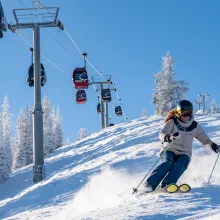 Skiing on Aspen Mountain under the Gondola 